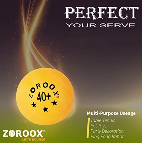 ZOROOX Professional Table Tennis Balls (3 Star) - White | Orange - Pack Of 18, 40+ ABS 2.7G 40 mm